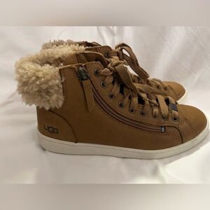 UGG women’s Tan High-Top Sneakers with Fur Lining